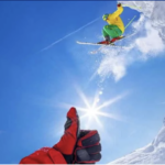 a person skiing in the air